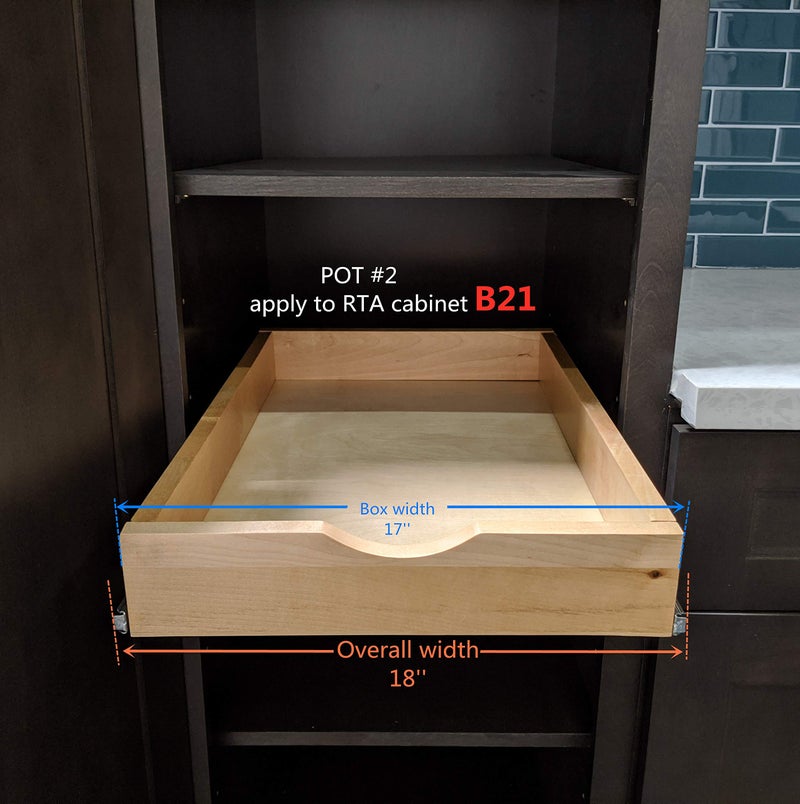 Elysian Pull-Out Tray Organizer, 17" W Ã— 21" D Sliding Storage Drawer with Full-Extension 35mm Ball-Bearing Slides, Roll-Out Shelf for Kitchen Cabinet Organization - Image 2